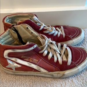 Red high top golden goose